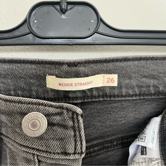 Levi's Wedgie Straight Leg Jeans - Dark Gray Wash - Size 26 - Picture 7 of 11